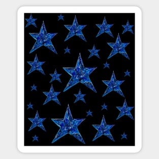 Starry Night - Blue and Silver Stars on an Inky Background Sticker